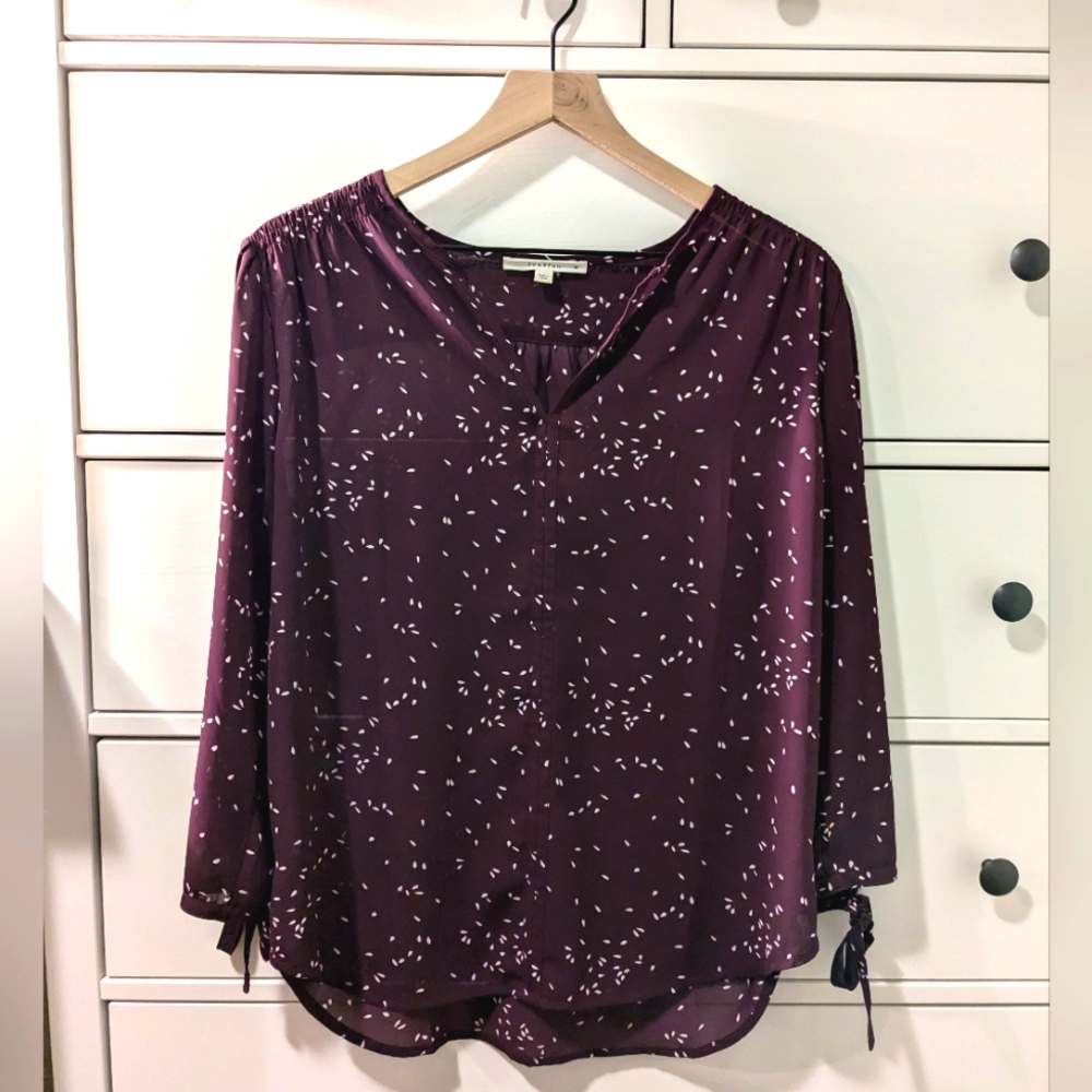 Fun2Fun Amiyah Tie Purple Sleeve Blouse Size Medium
